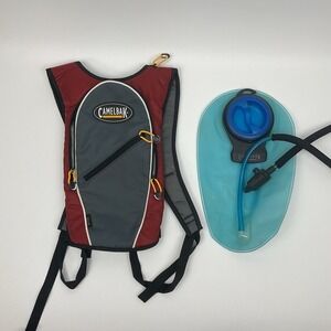 CamelBak Hydration Pack With Reservoir Gray Red Backpack Outdoor Biking Hiking